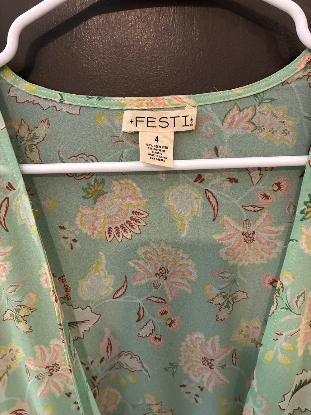Feminine Floral Mint Green Women's Swim Coverup - Lightweight Beach Kimono - Picture 2 of 6